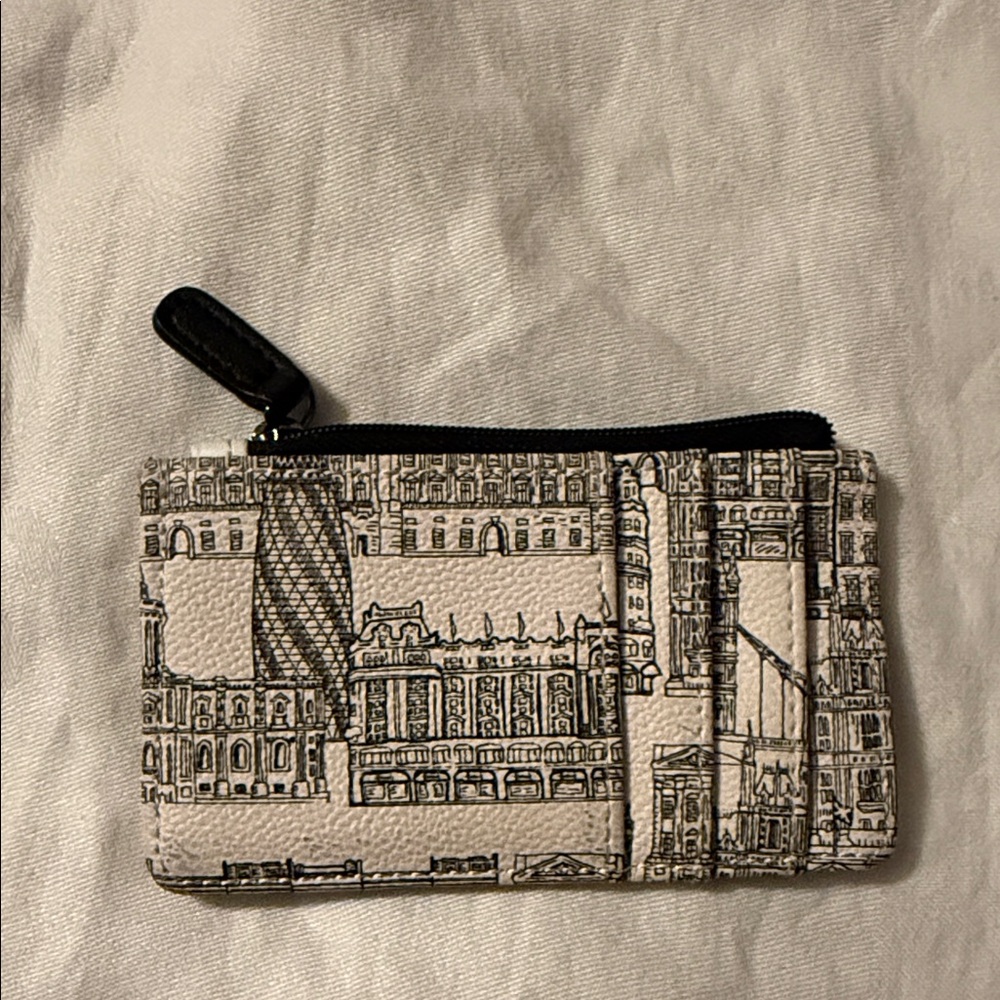 Harrods Cream and Black London Sketch Zip Coin Pouch - Picture 2 of 3